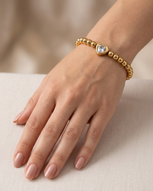 Elegant Gold Plated Bracelet Heart Design