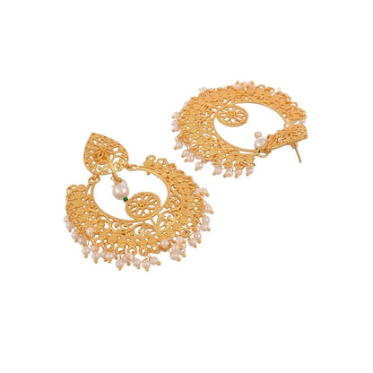 Elegant Chandbali Earrings with Pearl Beads