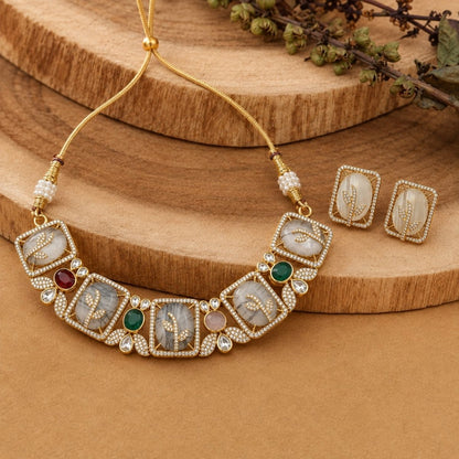 Multicolor Meenakari Brass Kundan Necklace Set