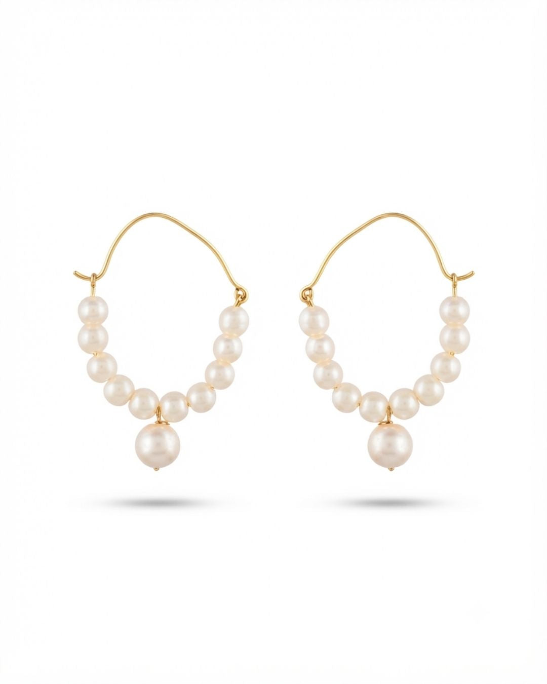 Elegant Pearl Dangle Earrings in Gold Finish