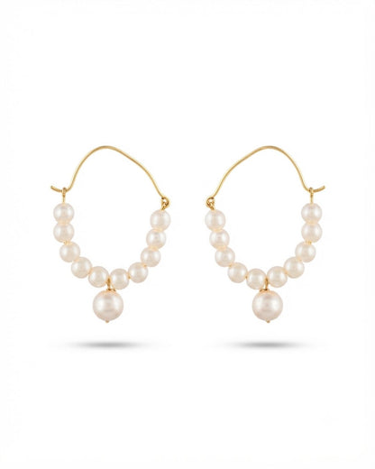 Elegant Pearl Dangle Earrings in Gold Finish