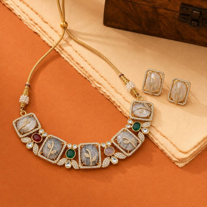 Multicolor Meenakari Brass Kundan Necklace Set