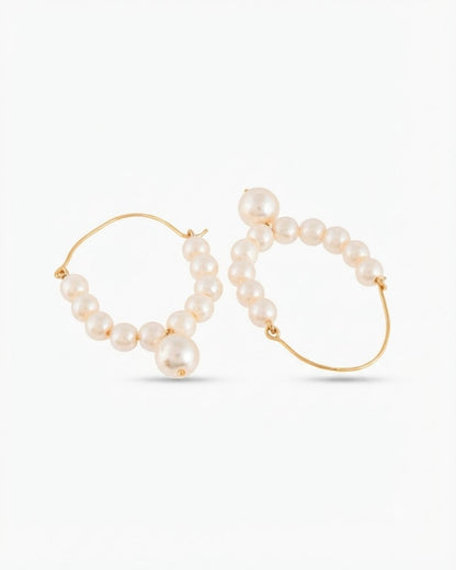 Elegant Pearl Dangle Earrings in Gold Finish