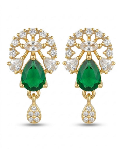 Emerald Bloom Gold Finish AD Pendant Set