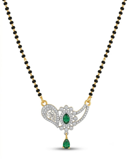 Emerald Stone American Diamond Designer Mangalsutra