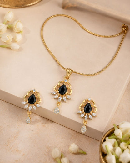 Midnight Glow Gold Finish AD Pendant Set