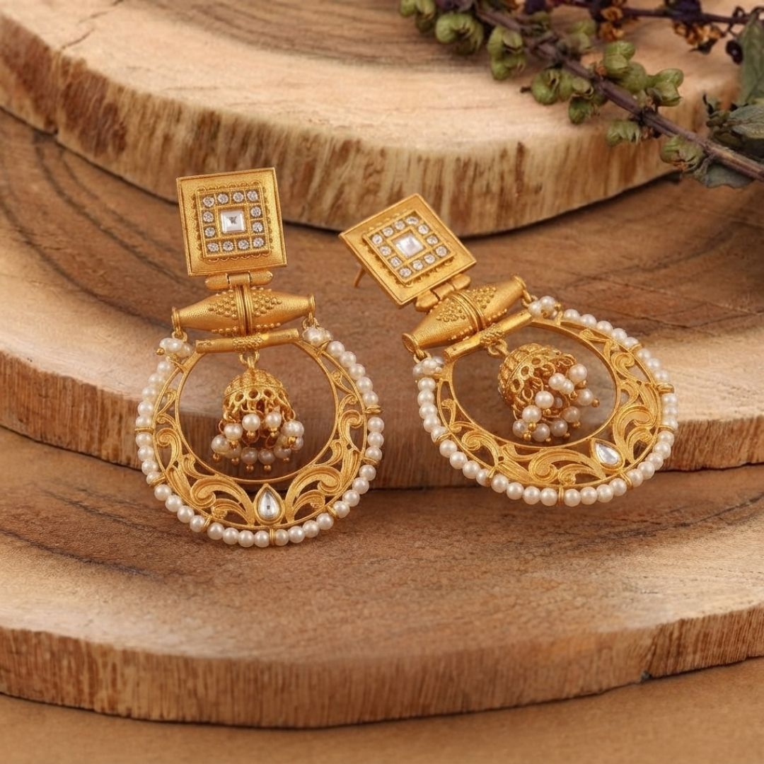 Handcrafted Royal Pearl Drop Earrings