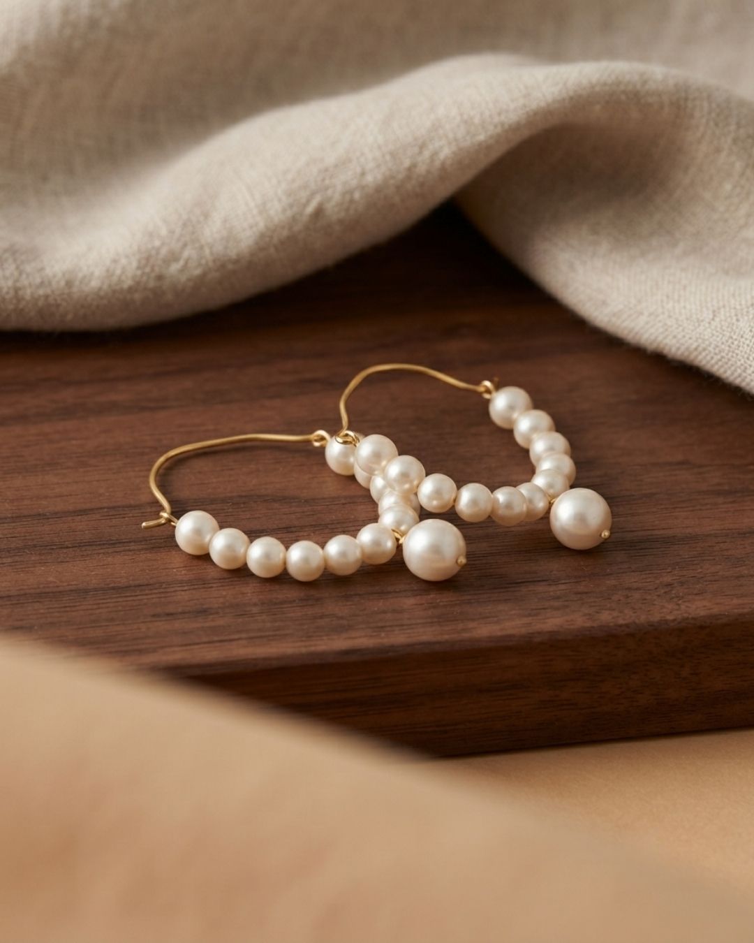 Elegant Pearl Dangle Earrings in Gold Finish