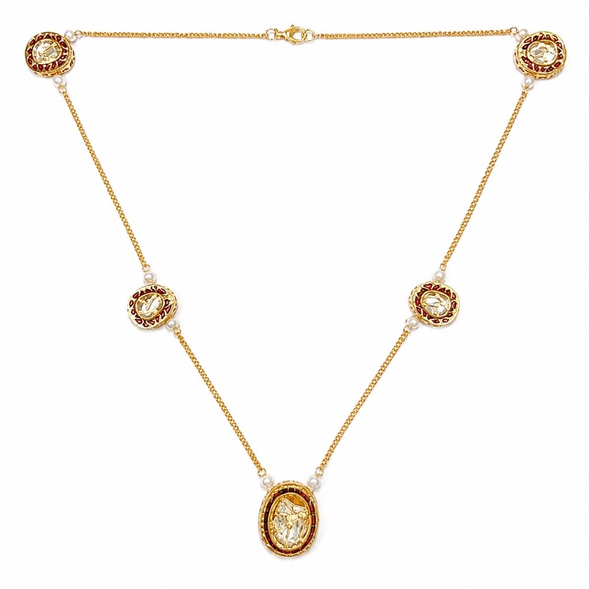 Traditional Gold Kundan Meenakari Jewellery Set