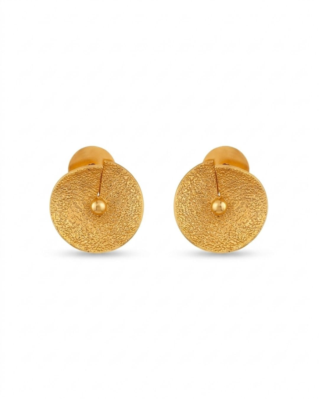 Anti-Tarnish Textured Round Disc Dangler Earrings for Women