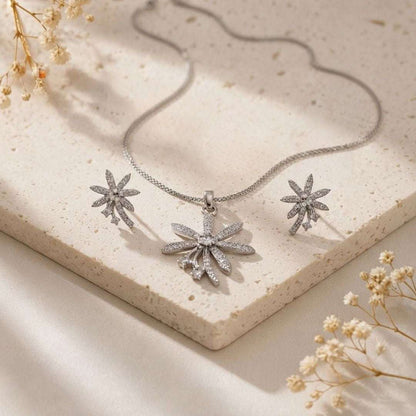 Floral Pendant Necklace with Matching Earrings