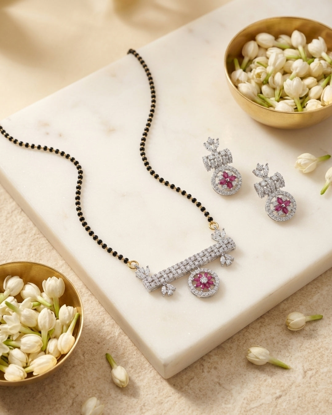 Modern Floral Designer Mangalsutra Set for Women