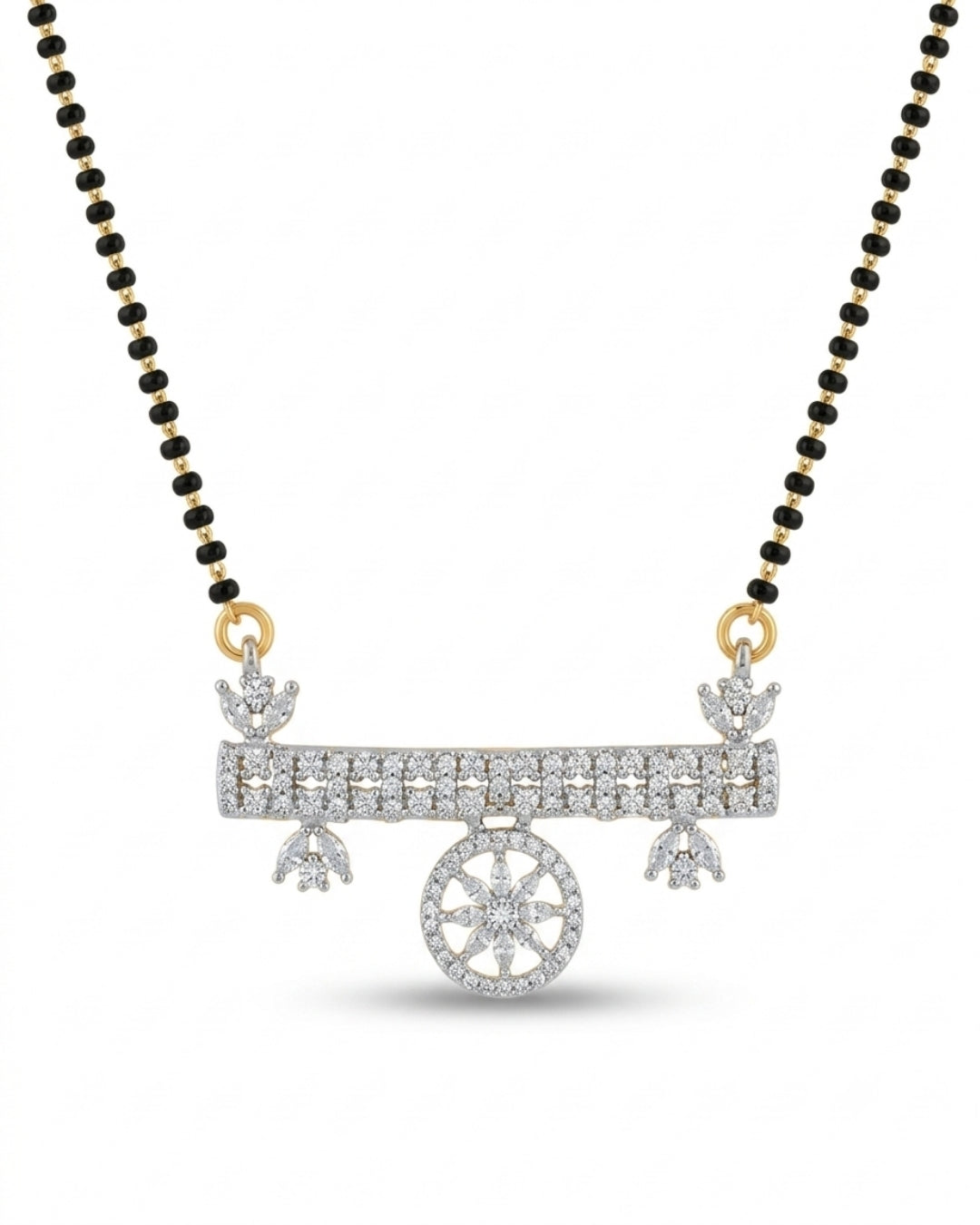 Stylish Silver Finish AD Mangalsutra Set