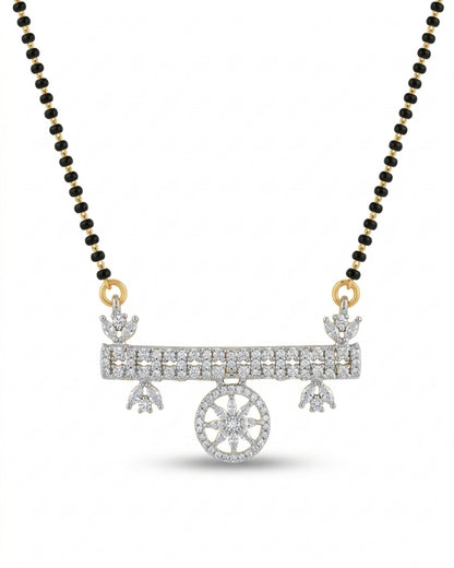 Stylish Silver Finish AD Mangalsutra Set