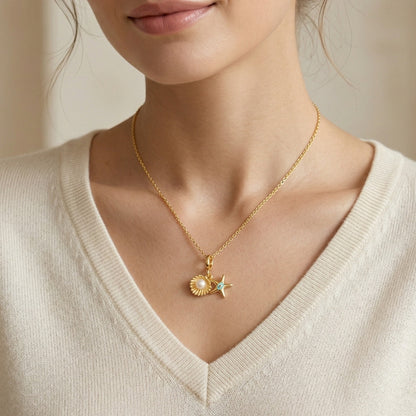 Gold-Plated Dual Charm Necklace – Coastal Elegance