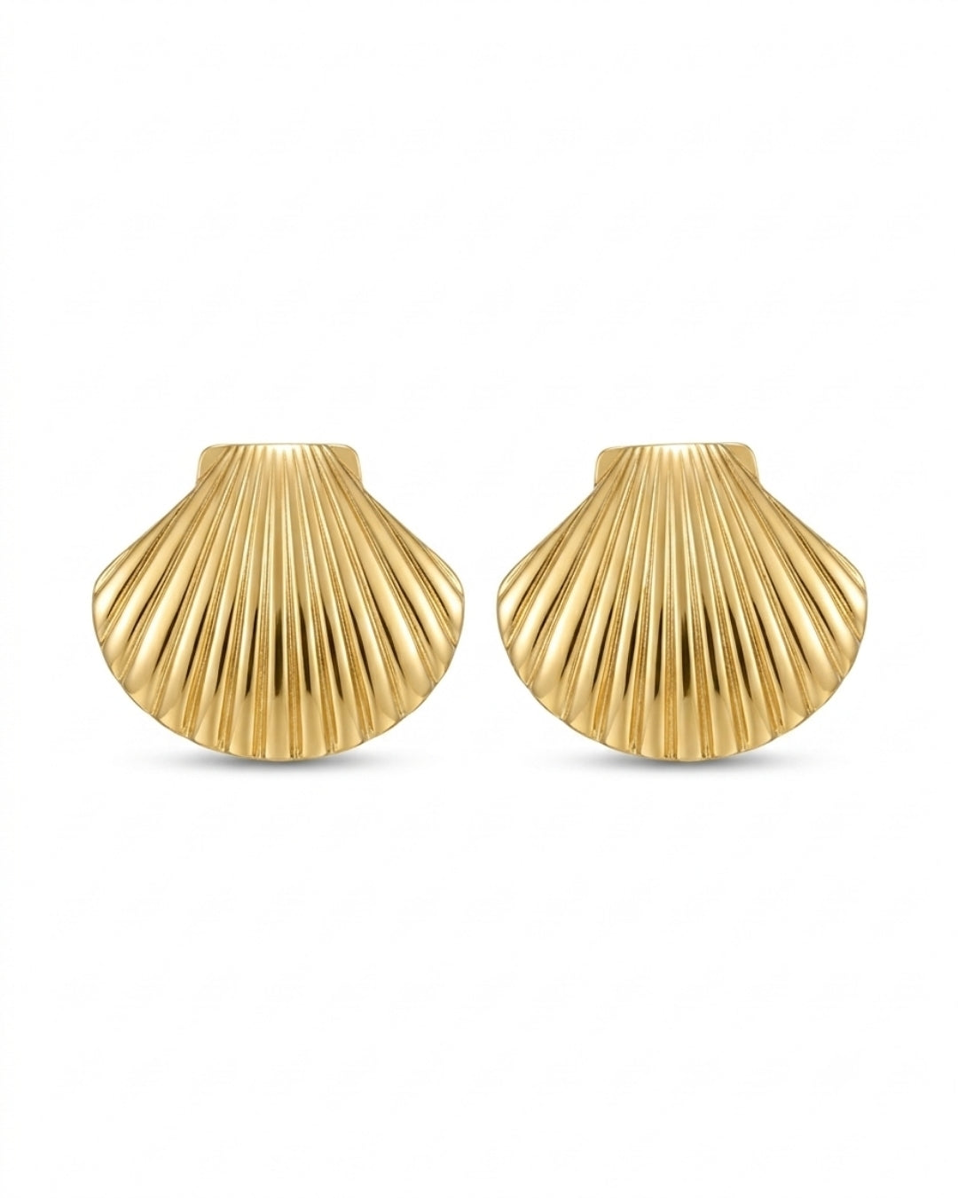 Gold Plated Shell Stud Earrings Coastal Glamour