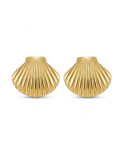 Gold Plated Shell Stud Earrings Coastal Glamour
