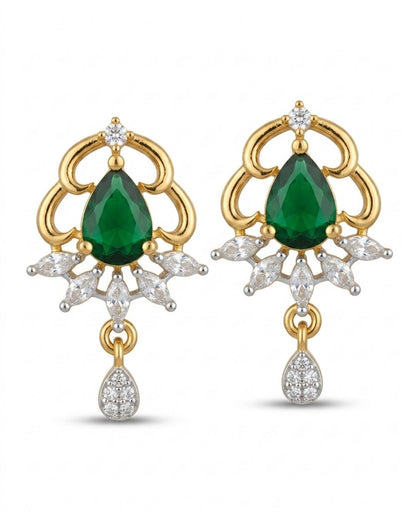 Emerald Glow Gold Finish AD Pendant Set