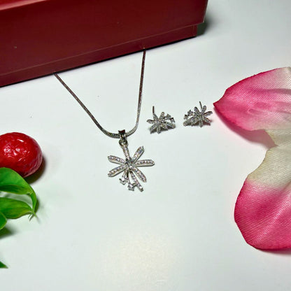Floral Pendant Necklace with Matching Earrings