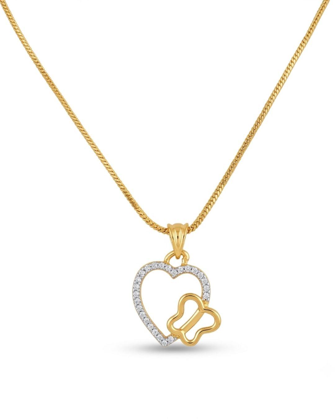 Heart & Butterfly Silver Finish Party Wear Pendant Set