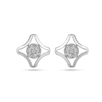 Belaci AD Silver Square Diamond Studs for Women