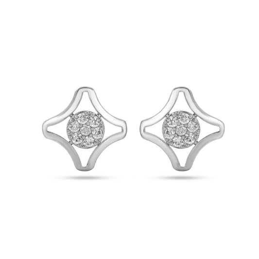 Belaci AD Silver Square Diamond Studs for Women