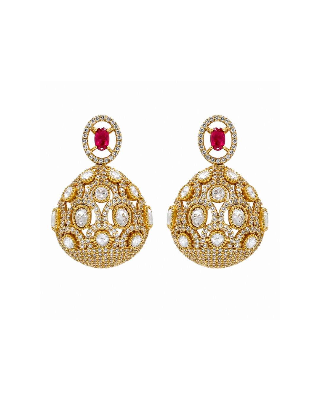 Polki Mozonite Necklace Set with Monalisa Stone