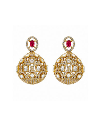 Polki Mozonite Necklace Set with Monalisa Stone