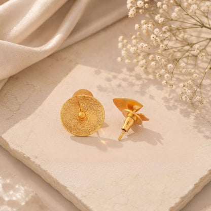 Anti-Tarnish Textured Round Disc Dangler Earrings for Women
