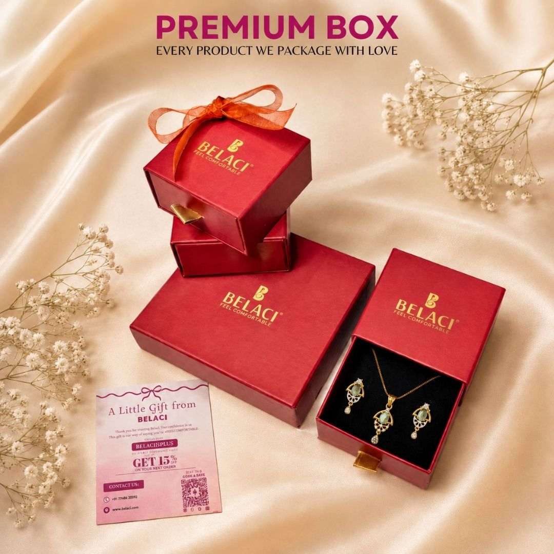 Green Halo Gold Finish Wedding Jewellery Pendant Set