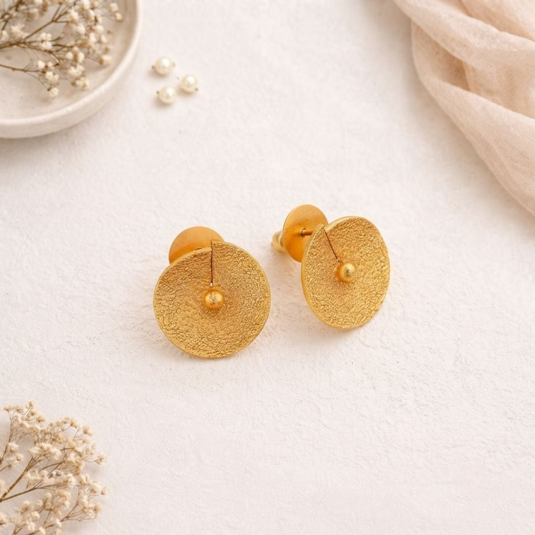 Anti-Tarnish Textured Round Disc Dangler Earrings for Women