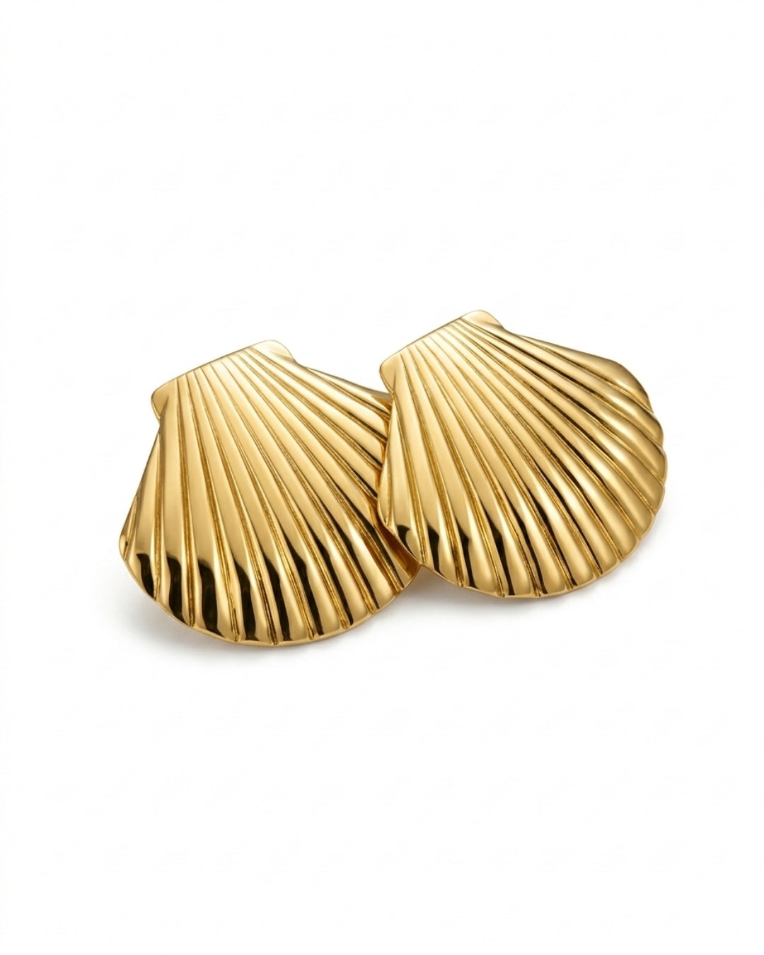 Gold Plated Shell Stud Earrings Coastal Glamour