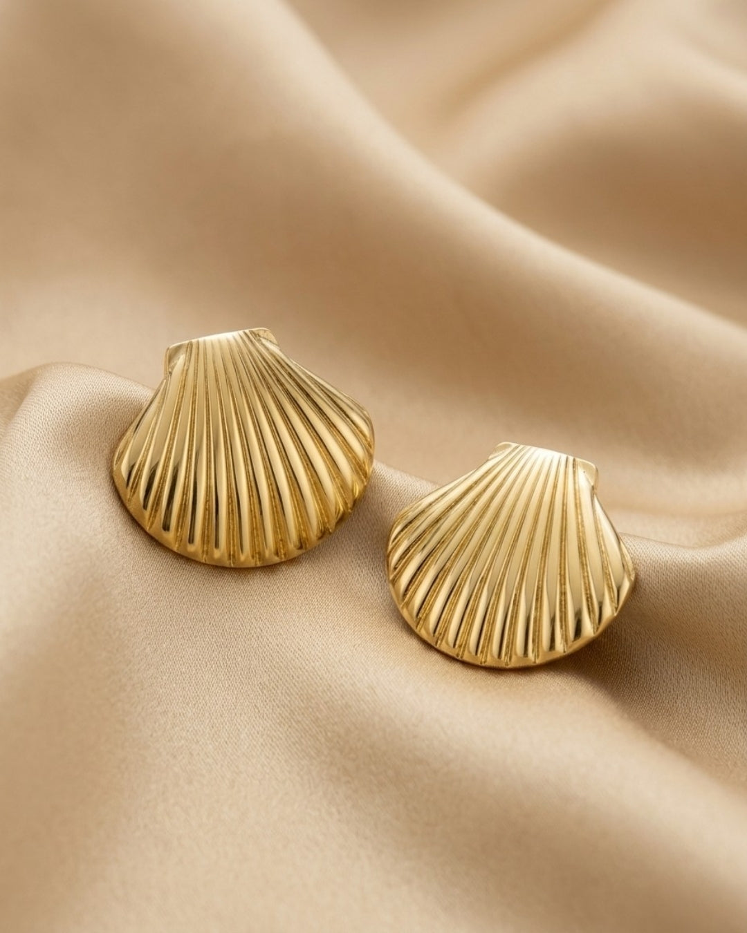 Gold Plated Shell Stud Earrings Coastal Glamour