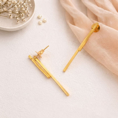 Sleek Linear Bar Anti-Tarnish Gold plated  Earrings