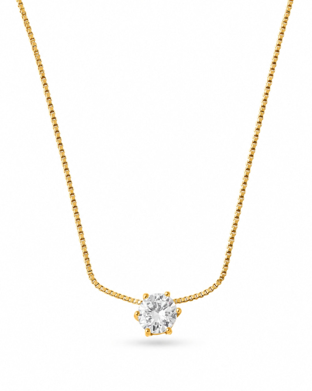 Six-Prong Solitaire Gold Plated Pendant for Women