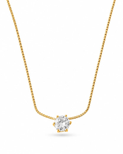 Six-Prong Solitaire Gold Plated Pendant for Women