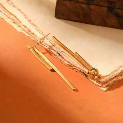 Sleek Linear Bar Anti-Tarnish Gold plated  Earrings