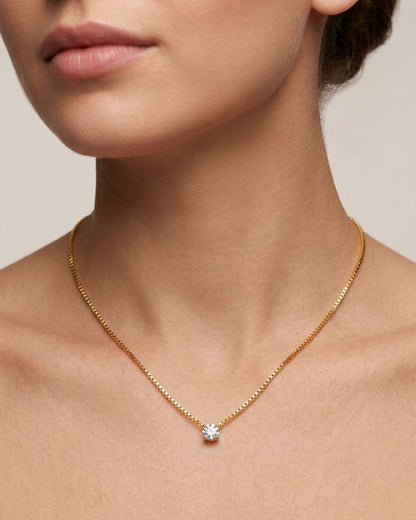 Six-Prong Solitaire Gold Plated Pendant for Women