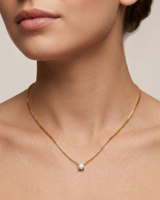 Six-Prong Solitaire Gold Plated Pendant for Women