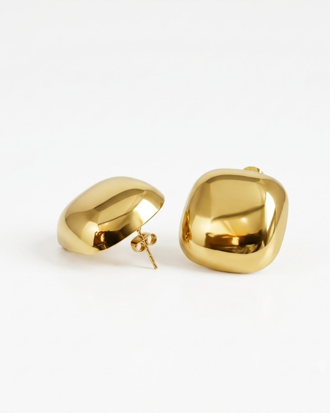 Gold Plated Nugget Stud Earrings Sculptural Shine