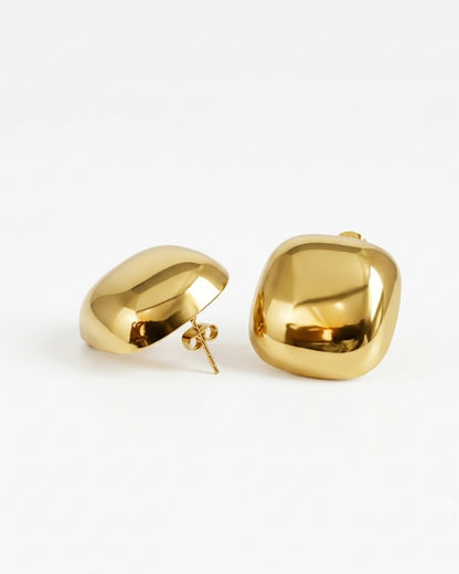 Gold Plated Nugget Stud Earrings Sculptural Shine