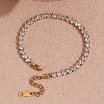 Diamond Bracelet for Women on a reflective surface with a blurred background
