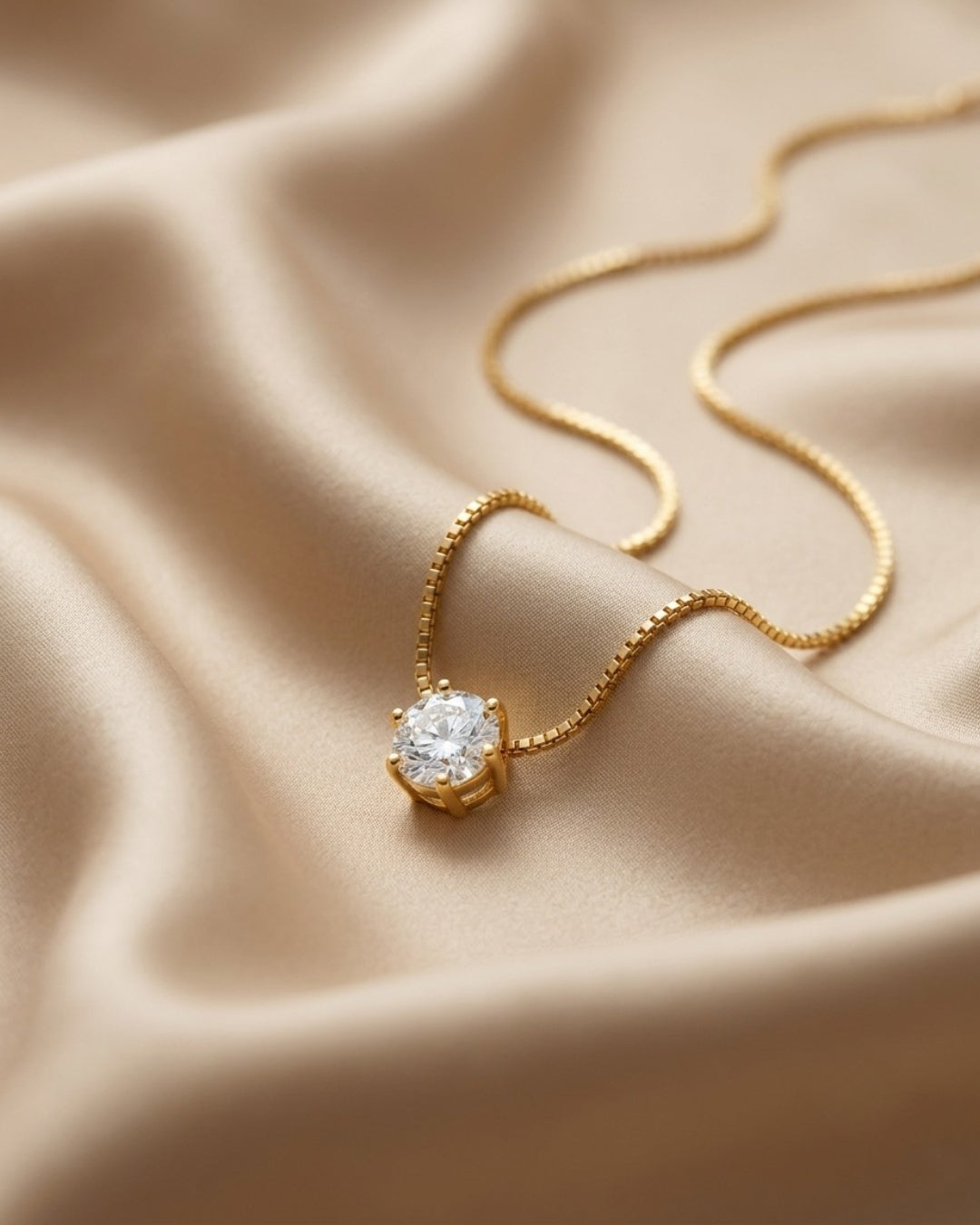 Six-Prong Solitaire Gold Plated Pendant for Women
