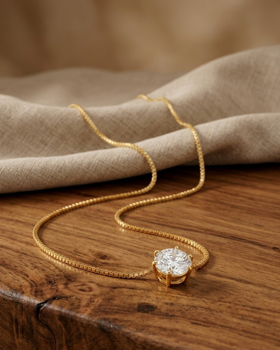 Six-Prong Solitaire Gold Plated Pendant for Women