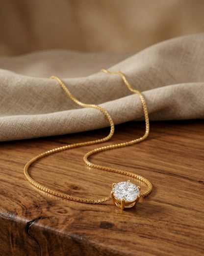 Six-Prong Solitaire Gold Plated Pendant for Women