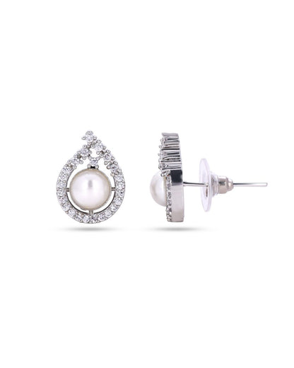 Pearl Halo Teardrop AD Stud Earrings