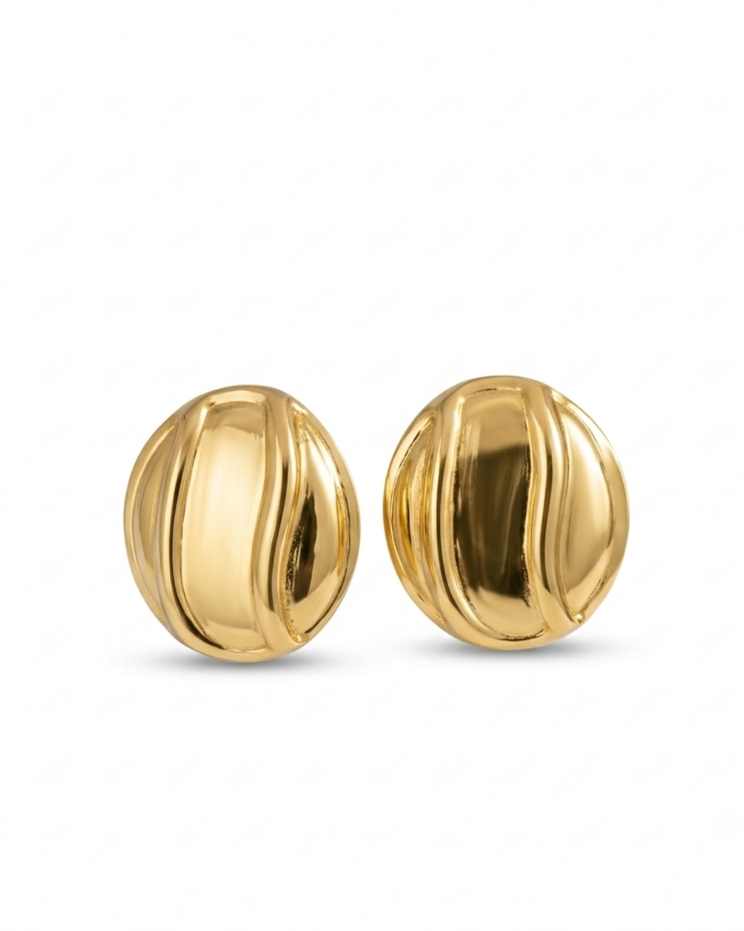 Ripple Dome Gold Plated Earrings Sculptural Glamour