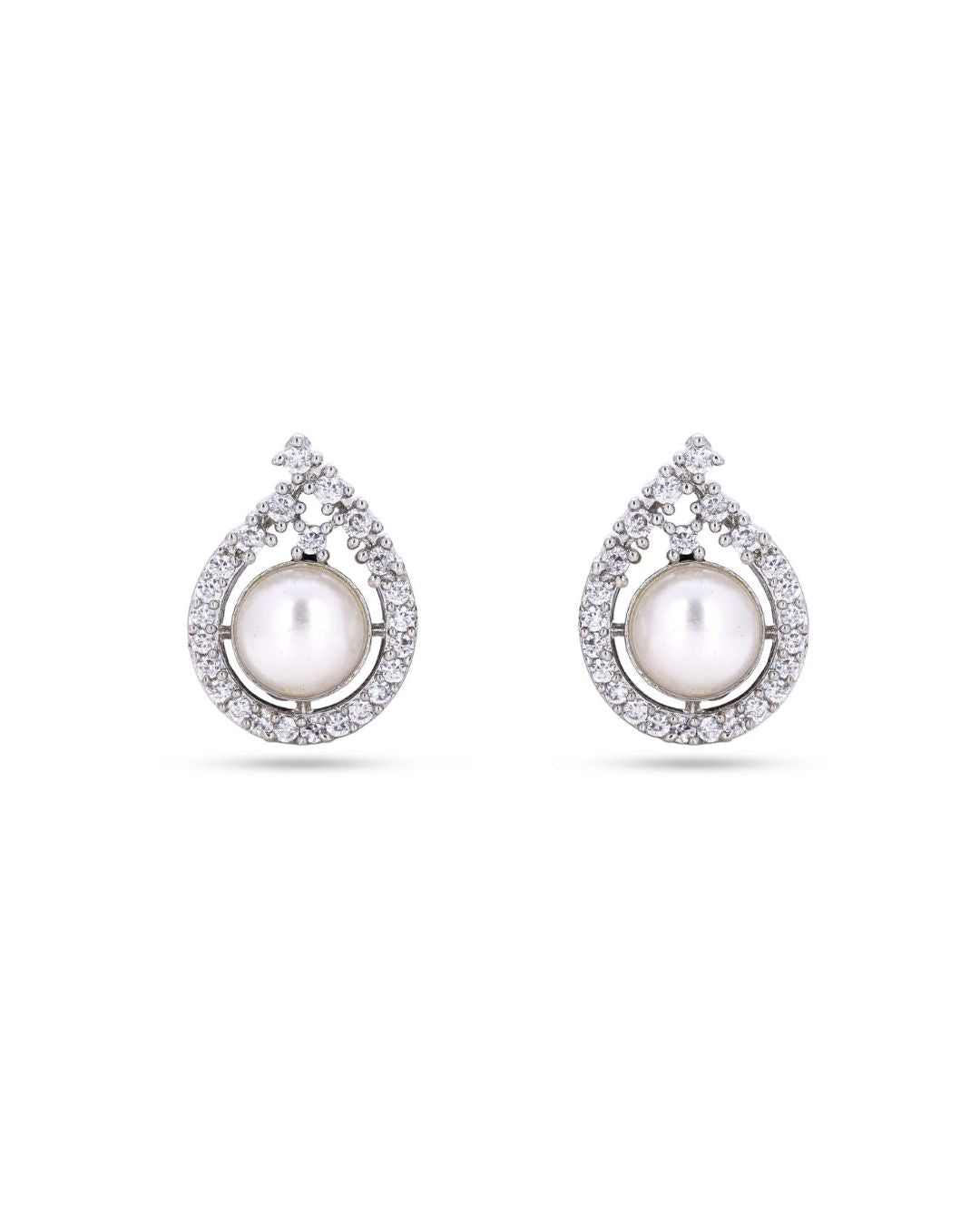 Pearl Halo Teardrop AD Stud Earrings
