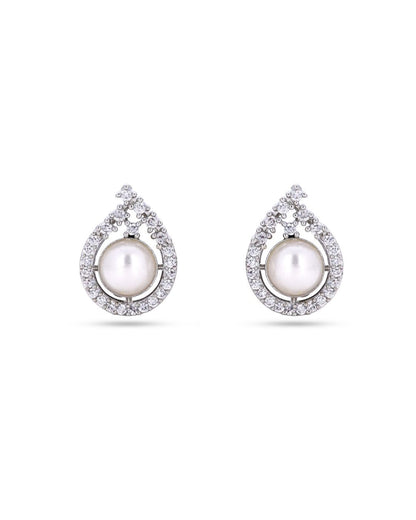 Pearl Halo Teardrop AD Stud Earrings