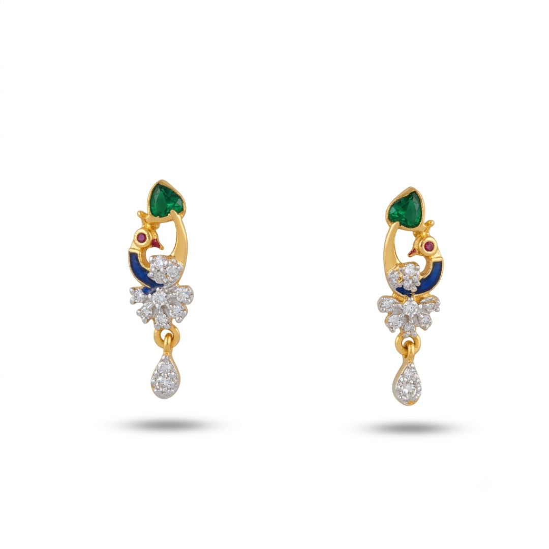 Designer Peacock AD Mangalsutra with Black Beads